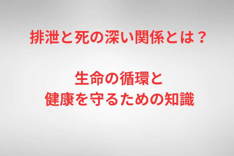 排泄と死の深い関係とは？生命の循環と健康を守るための知識