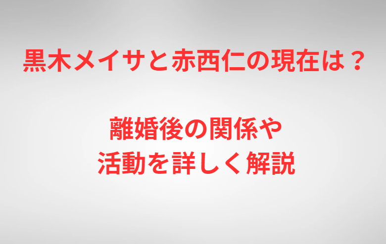 黒木メイサと赤西仁の現在は？離婚後の関係や活動を詳しく解説