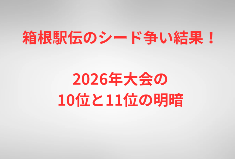 箱根駅伝のシード争い結果！2026年大会の10位と11位の明暗
