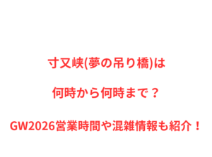 寸又峡夢の吊り橋は何時まで?GW2026混雑や入場制限を解説!