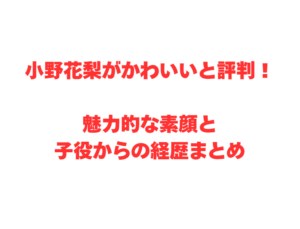 小野花梨がかわいいと評判!魅力的な素顔と子役からの経歴まとめ