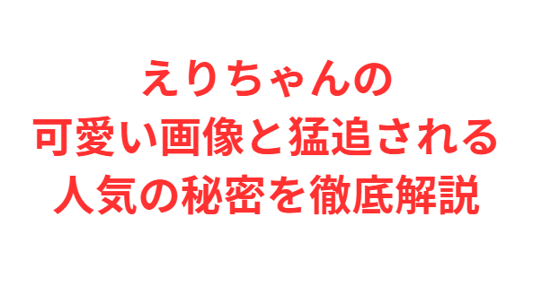 えりちゃんの可愛い画像と猛追される人気の秘密を徹底解説