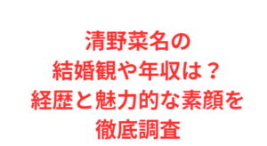清野菜名の結婚観や年収は?経歴と魅力的な素顔を徹底調査