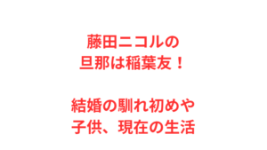藤田ニコルの旦那は稲葉友！結婚の馴れ初めや子供、現在の生活