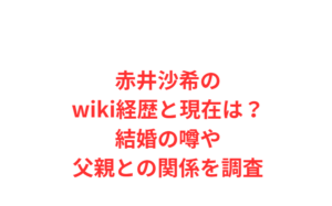 赤井沙希のwiki経歴と現在は？結婚の噂や父親との関係を調査
