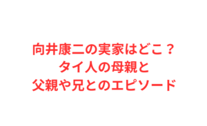 向井康二の実家はどこ？タイ人の母親と父親や兄とのエピソード