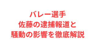 バレー選手佐藤の逮捕報道と騒動の影響を徹底解説
