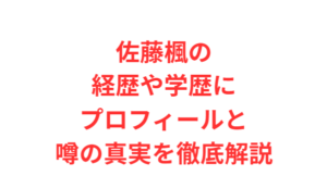 佐藤楓の経歴や学歴にプロフィールと噂の真実を徹底解説