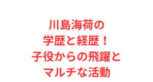 川島海荷の学歴と経歴！子役からの飛躍とマルチな活動