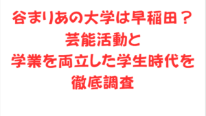 谷まりあの大学は早稲田?芸能活動と学業を両立した学生時代を徹底調査