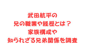 武田航平の兄の職業や経歴とは?家族構成や知られざる兄弟関係を調査