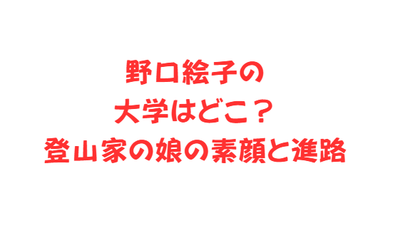 野口絵子の大学はどこ？登山家の娘の素顔と進路