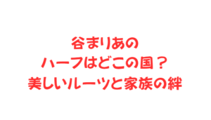 谷まりあのハーフはどこの国?美しいルーツと家族の絆