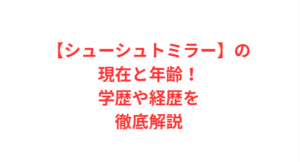 【シューシュトミラー】の現在と年齢！学歴や経歴を徹底解説