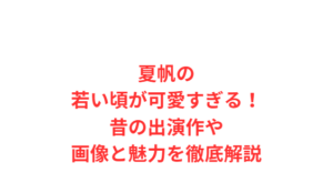 夏帆の若い頃が可愛すぎる！昔の出演作や画像と魅力を徹底解説