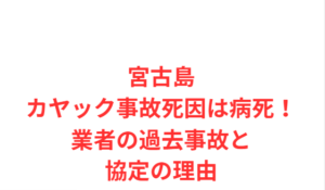 宮古島カヤック事故死因は病死!業者の過去事故と協定の理由