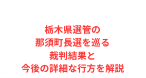 栃木県選管の那須町長選を巡る裁判結果と今後の詳細な行方を解説